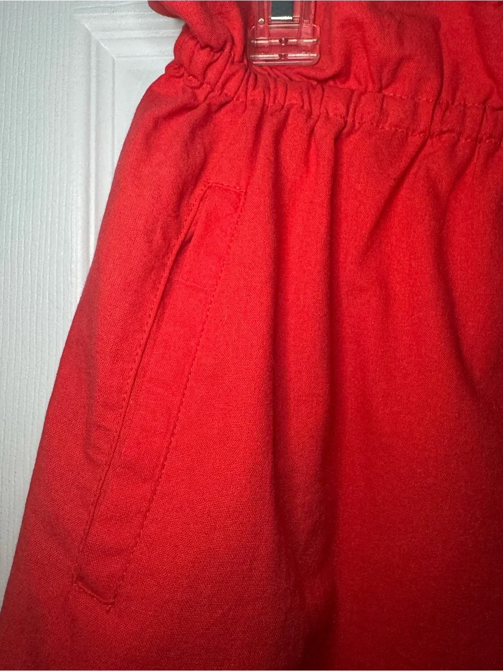 GeeGee Casual Paperbag Waist Red Drawstring Shorts - Picture 5 of 8
